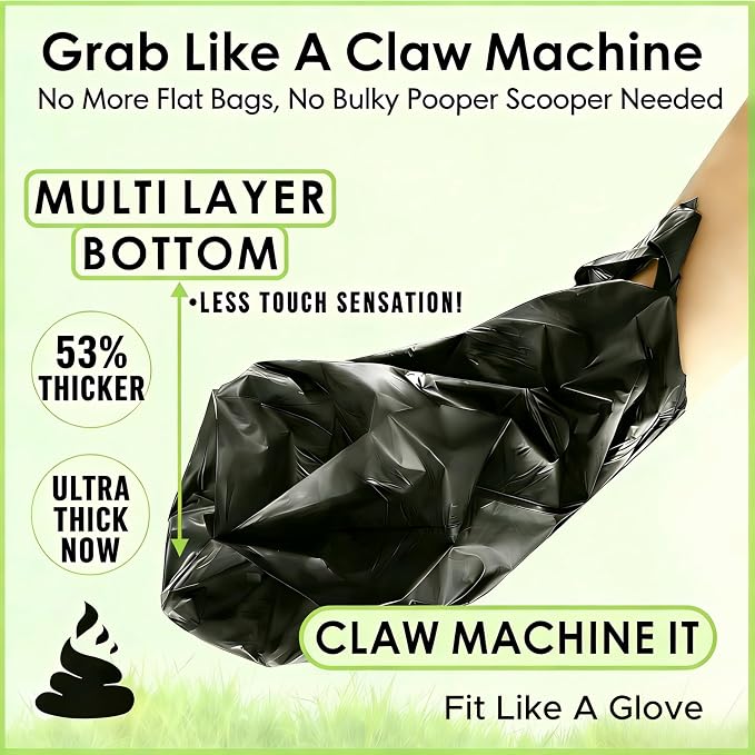 Ultra Thick RockRhino Dog Poop Bags, Multi-Layer Bottom, Opaque Odor-Proof | Easy Open Tie Handles | Certified Compostable Plastic Free | 210 Heavy Duty Bags, Mint Scent, Fits Holder, No Scooper Needed