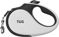 TUG 360° Tangle-Free Retractable Dog Leash with Anti-Slip Handle | 16 ft Strong Nylon Tape | One-Handed Brake, Pause, Lock (Small, White)