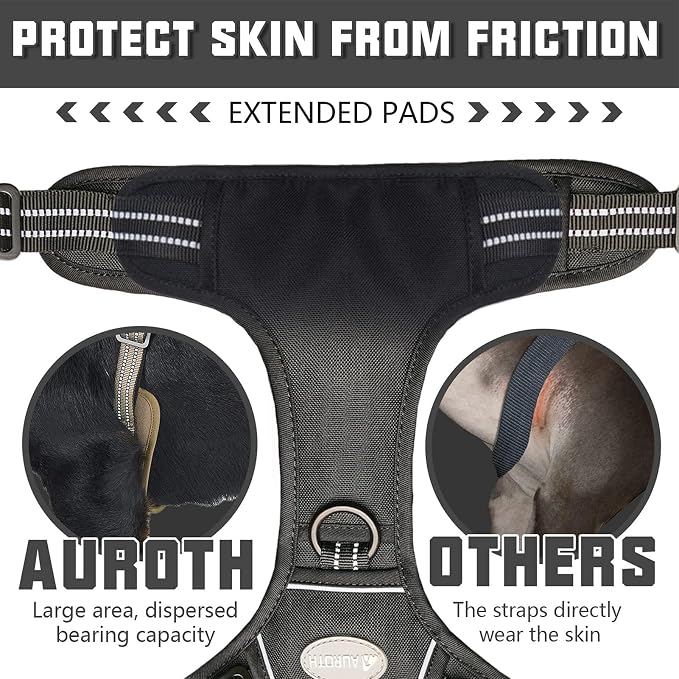 AUROTH Tactical Harness for Small Medium Dogs No Pull Adjustable Pet Harness Reflective K9 Working Training Easy Control Vest Military Service Dog Harnesses Black M