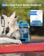 lesotc Portable Dog Water Bowl Dispenser - 77oz Travel Water Bottle with Pop-Out Drinking Bowl, No-Spill Design for Camping, Hiking & Car Rides - Keep Your Dog Hydrated Anywhere, Blue