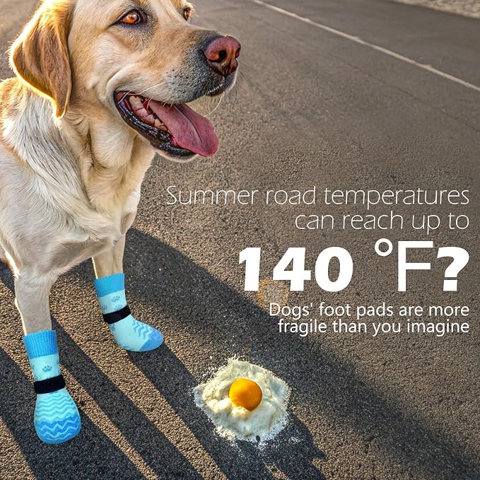 EXPAWLORER 6Pcs Anti Slip Dog Socks to Prevent Licking Paws, Dog Shoes for Hot Pavement, Double Sides Dog Boots & Paw Protectors Booties for Hardwood Floors with Grippers Small Medium Large Senior Dog