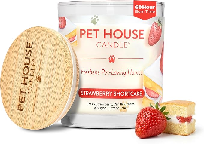 Pet House Natural Plant-Based Air Freshening Pet Candle Clean Burning, Long Lasting Candles, Strawberry Shortcake, 9 OZ Pack of 1