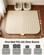 Cat Litter Mat, 47"x37" Extra Large Litter Box Mat, Silicone Mat, Beige | Waterproof Litter Trapping Mat for Scatter Control, Soft on Cat Paws Non-Slip Easy to Clean