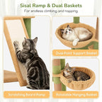 Globlazer Extra Large Heavy Duty Cactus Cat Tree, 80in Sturdy Cat Tree Tower for Multiple Indoor Cats Large Adult with Scratching Posts, 2 Spacious Condos with Padding, 2 Soft Perches, S80C, Green