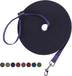 Hi Kiss Dog/Puppy Obedience Recall Training Agility Lead - 15ft 20ft 30ft 50ft 100ft Training Leash - Great for Training, Play, Camping, or Backyard(30ft,Black_Purple)