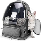 Cawypety Cat Backpack Carrier, Breathable Cat Carrier Large Space Bubble Pet Backpack for Kitty Small Dog up to 12lbs, Transparent & Foldable Pet Carrier for Travel Hiking | Breathable Mesh, Safety Leash, Sturdy, Transparent & Foldable Pet Carrier for ...