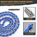 S-ETOVUS-Chain Dog Leash, Bite-Proof Metal Leash, with Padded Handle | Three Sizes 7.25FT/5.2FT/4FT, Woven From Nylon Rope And Chain, Durable And Bite-Resistant, Comfortable With Padded Handles