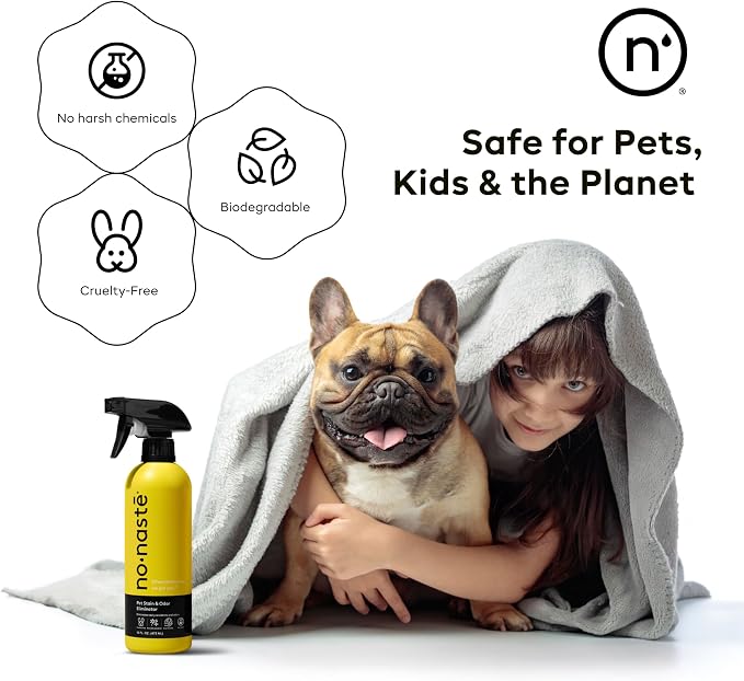 Nonaste Pet Stain & Odor Eliminator Enzyme Spray, Dog & Cat, 16 oz, Pk 2 | Enzyme Cleaner Breaks Down Dog & Cat Urine, Stains & Odor on Carpets & Upholstery. Pet & Kid Safe. Light Fresh Scent.