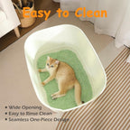 SpaceTime Extra Large Litter Box with High Sides,24.2" Lx16.3 Wx12.9 H XL Multi Cat Litter Pan for Kitty,Cat Boxes for Indoor Cats,Jumbo Litter Boxes for Big Cats,Anti-Splashing,Easy to Clean (Green)