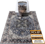 BEAUTYZOO Cat Litter Mat Large 32"x45" - Premium Waterproof Litter Trapping Mat with Non-Slip Backing, Cat Litter Box Mat Scatter Control for Floor, Machine Washable & Urine Proof, Soft for Kitty Paws