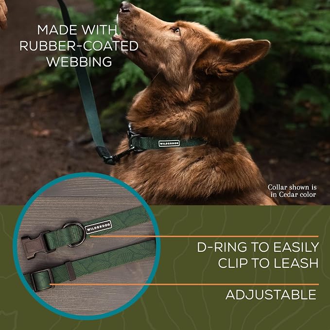 Wilderdog Waterproof Dog Collar - Repels Water & Dirt - Small 11"-15" - Cedar