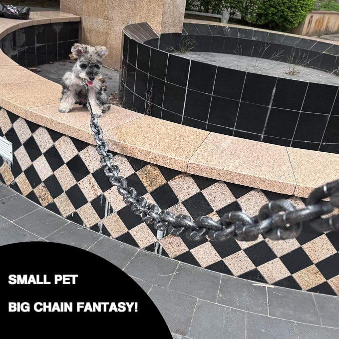 6 Ft Funny Dog Leash - Giant Plastic Chain Leash with Puppy Collar for Small Dogs, Cats, and Puppies - Black Funny Chain Dog Leash