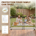 Mumeasy 30" Tall Baby Gate for Stairs, 36.2-55.1" Expandable Hardware Mounted (Drill Needed), Removable No Bottom Bar Dog Gate, Auto Close Wide Walk Thru Safety Gate for Doorways, Pets& Toddlers,Black