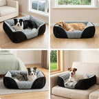 INVENHO Small Dog Bed Rectangle Washable Orthopedic Soft Calming Sleeping Durable Pet Cuddler with Anti-Slip Bottom