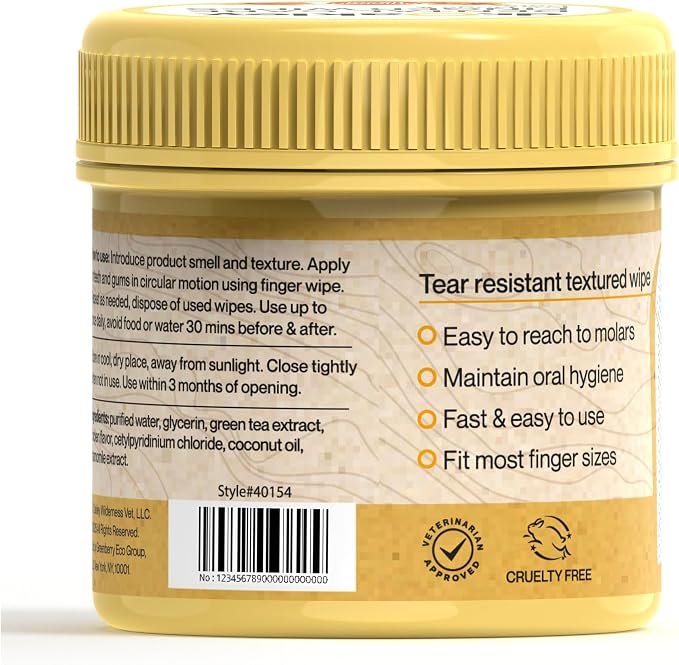 Dr. Oakley Dog Dental Wipes Finger Dental Care - Chicken Flavor | Teeth Cleaner, Plaque Remover
