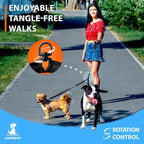 SparklyPets - Double Dog Bungee Rope Leash for 2 Small Dogs - Dual Dog Lead for Small Breeds - Soft Handles, No Tangle, Adjustable Couplers - Flow Leash, 2 Dogs Walking Accessory