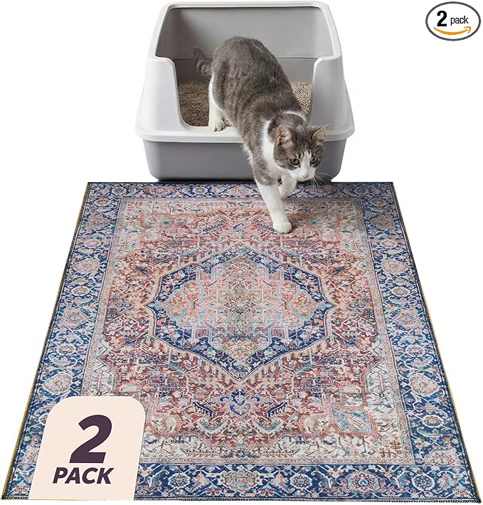 Lovewag Cat Litter Mat, Litter Box Mat, Rustic Terracotta, 36x48, 2 Pack | Washable litter mat cover, kitty litter mat & cat mat for litter box, litter trapping mat, prevents tracking, multi-cat