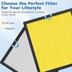 Vital 200S Pet Care Replacement Filter for LEVOIT Vital 200S-P Air Purifier | 3-in-1 with Activated Carbon Vital 200S Filter for Pet Dander, Pet Odors, Smoke, Pollen, Vital 200S-RF-PA, 2 Pack, Yellow