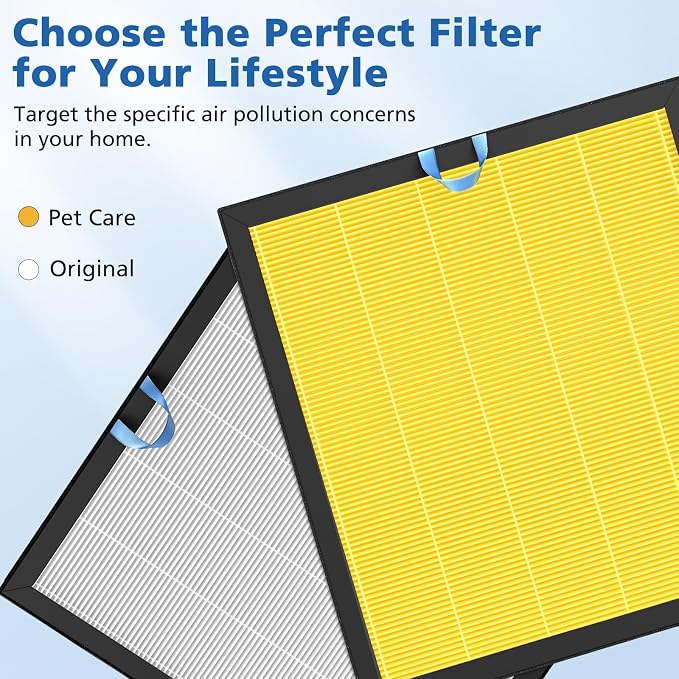 Vital 200S Pet Care Replacement Filter for LEVOIT Vital 200S-P Air Purifier | 3-in-1 with Activated Carbon Vital 200S Filter for Pet Dander, Pet Odors, Smoke, Pollen, Vital 200S-RF-PA, 2 Pack, Yellow