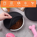 Patelai Stainless Steel Dog Bowls with Silicone Lids for 1.9 Cups Portable Food and Water Dishes for Pets Sealable Containers for 6.3" for Cats & Small Dogs(4 Pcs,Black)