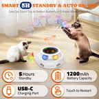 Pawtners Cat Toys, Automatic Interactive Kitten Toys for Indoor Cats, White | Fluttering Butterfly, Moving Feather, Track Balls and USB Rechargeable Powered Smart Indoor Exercise Kicker