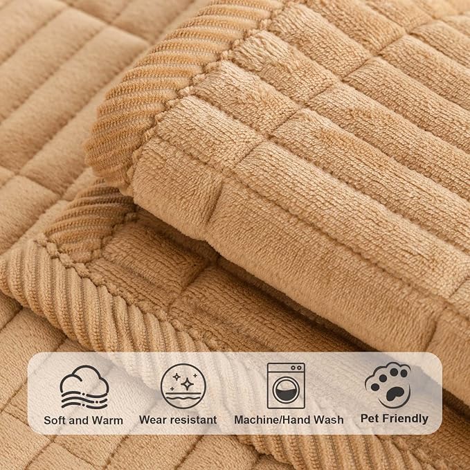 Velvet Washable Dog Couch Cover, Non-Slip Waterproof Pet Sofa Protector for 2-Cushion Sectional, L-Shaped Sofa & Loveseat, Machine Washable(1PC/27.6"x59.1",Khaki)