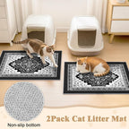 Bienbee Cat Litter Mat, 2 Pack 33" x 22" Machine Washable for Litter Boxes | Cat Litter Rug with Waterproof Backing, Non-Slip Grip and Soft On Kitty Paws to Catch Litter and Protect Floor