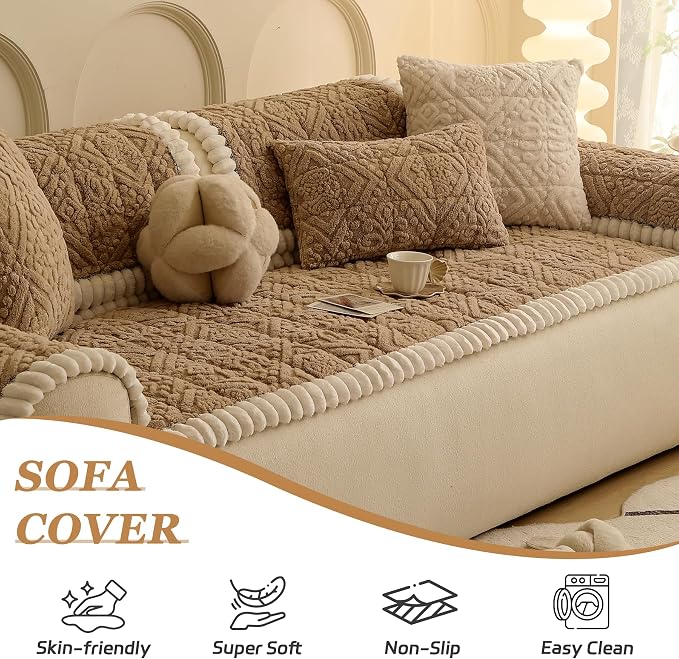 Plush Couch Cover for Dogs – Non Slip Pet Sofa Protector, Ultra Soft Washable Couch Cover for Pets, Anti-Slip Backing Furniture Protector for Cats & Dogs, Fits Standard & L-Shape Sofas (3 Sizes)