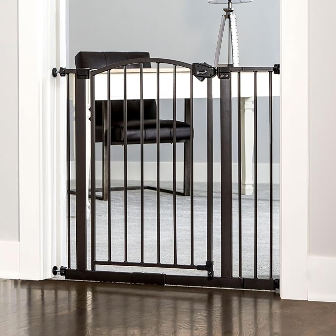 Regalo Safety 30"-35" Extra Wide Baby Gate, Bottom of Stairs & Doorways | Pressure Mounted with Door, For Babies, Toddlers & Pets, Bronze, Tested & Trusted for 30 Years