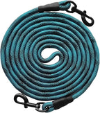 BTINESFUL Tie-Out Long Rope Dog Lead 8/12/20/30/50/75ft Dog Tether for Yard | Large Medium Dogs Outdoor Training, Playing, Camping, or Backyard (8 Foot, Blue Black)