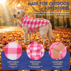 ASENKU Reversible Dog Winter Coat, Dog Jacket for Small Medium Large Dogs | Windproof Plaid Fleece Lining for Cold Weather, Water-resistant Outer Shell, Puppy Puffer Vest with Leash Hole, Pink 3XL