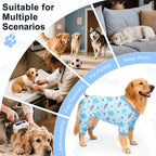 Bienbee Dog Pajamas, 4 Pack Adjustable Onesies for Small to Large Dogs 3XL | Dog Shedding Suit with Soft Fabric, Breathable & Stretchy, and Adjustable Back Length for Sleeping Lounging and Daily Use