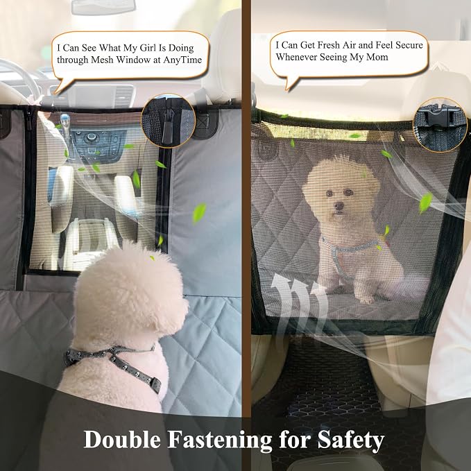 VIVAGLORY Dog Seat Cover Dog Hammock, Standard, Grey | Seat Cover for Car Suv & Truck, Back Backseat Split Hair Resistant Protector for Pet