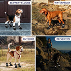 Dog Shoes for Hot Pavement,Non-Slip Breathable Mesh Dog Boots with Reflective Adjustable Straps,Waterproof Paw Protectors for Small Medium Large Dogs,Summer Hiking Walking,4#,Black