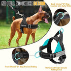 SlowTon No Pull Dog Harness - Heavy Duty Dog Harness and Leash Set for Medium Large Dogs, Reflective Tactical Harness with Soft Padded and Front Clip for Easy Walk and Training (Black L)