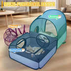 Tailtastic Indoor/Outdoor Cat Playpen with Surround Tunnel 2 Zones Grey | escape-proof enclosed enslosure,lightweight foldable for travel, ideal for indoor cats, multi-cat homes & birthing