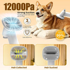 Dog Grooming Kit with Vacuum, 12000Pa Pet Electric Clipper & Cleaning Brush | PG01 All-in-One Pet Grooming Kit, Low-Noise Dog Vacuum for Shedding Grooming, Pet Hair Remover Vacuum