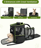 BAGLHER Expandable Cat Carrier Backpacks, Retractable Pet Carrier Backpack for Small Dogs & Cats with Breathable Mesh, Travel Bag Up to 18 Lbs for Hiking Camping Outdoor - Black