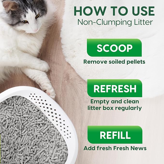 Fresh News Recycled Paper Original Pellet Cat Litter, 12 Pound, Non-Clumping, Unscented, Made in USA