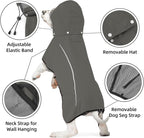 Mile High Life Dog Raincoat, Adjustable Waterproof Pet Rain Jacket, Reflective Hooded Poncho for Small Medium Large Dogs, Lightweight Breathable Pet Rain Coat (Dark Gray,S Chest 18"-22")