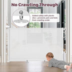 Retractable Baby Gate for Stairs & Doorways, Dog Gate Indoor Outdoor | Extends to 55" Wide 34" Tall Mesh Child Gate for Hallways, Deck, Porch, Pet Toddler Safety Essentials, Easy Install, White