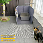 Extra Large Cat Litter Box Enclosure with Litter Mat, Open Top High Sided Splash Guard, Waterproof Pee Shield for Cat Litter Boxes