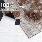 Cat Litter Mat Litter Trapping Mat, 40"x30" Waterproof Urine Proof Litter Box Mat Catcher Mat Non-Slip Washable for Kitty Kitten, Brown