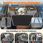 URPOWER 4 in 1 Dog Car Seat Cover for Back Seat, Waterproof Hammock | Mesh Window, Side Flaps, 600D Oxford, Scratch Resistant, Non-Slip, Easy Install, Machine Washable, Dog Seat Belt Included