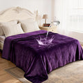 gogobunny Waterproof Flannel Blanket for Bed Couch Sofa, Reversible Double-Sided Throw for Dog Cat, Stain Resistant Furniture Protector Against Liquid Pee & Fur (90" x 108", Dark Purple/Light Purple)