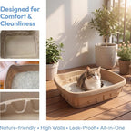 Disposable Cat Litter Box Kit Large, 6 Pack with Tofu Litter | 95% Bamboo Fiber, Ready-to-Use Solution, Odor Control, No Liners, No Scrubbing, Leak-Resistant, Travel & Multi-Cat Households