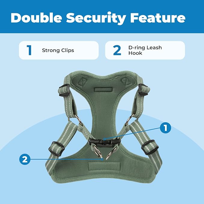 Voyager Step-in Flex Adjustable Dog Harness - Moss Green, Medium | 17 - 21" in Chest, Fully Adjustable, Reflective Bands, All Weather Breathable Air Mesh, Lightweight, Fast Drying