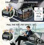 Lekereise Top-Expandable Pet Carrier 17x11x9.5 Inch Alaska Hawaiian Airline Approved Soft Sided Underseat to 12lbs Travel Carriers for Small Dogs and Cats with Locking Safety Zippers Anti-Scratch Mesh