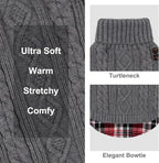 KYEESE Dog Sweater Turtleneck Thick Knit Pullover for Cold Weather | Stretchy Fit, Lightweight & Warm, Cozy Knit Comfort, Classic Plaid Design, Gentle on Sensitive Skin, Comfortable Daily Wear
