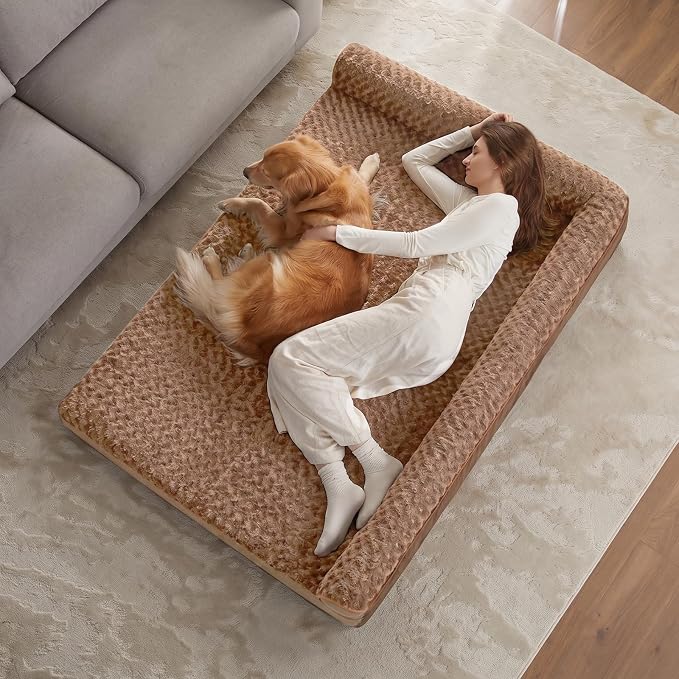BFPETHOME Orthopedic XXL Dog Beds Large Sized Dog, Washable Dog Sofa Bed | Removable Cover, Waterproof Lining, Non-Slip Bottom, Large Pet Couch for Big Dogs, Cozy Shared Sleeping Dog Bed for Indoor